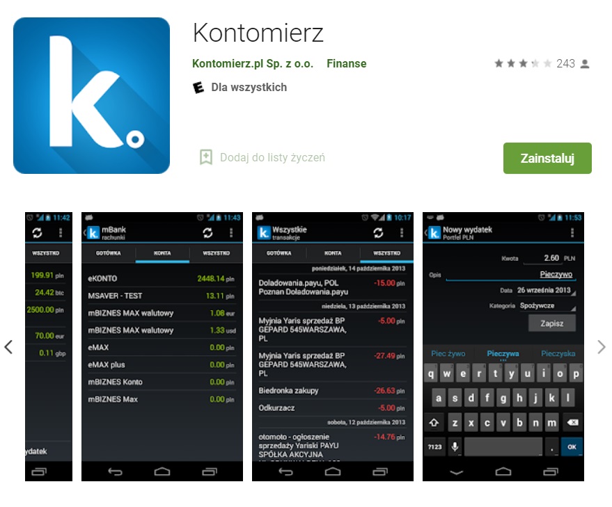 Kontomierz - aplikacja do kontrolowania finansów 